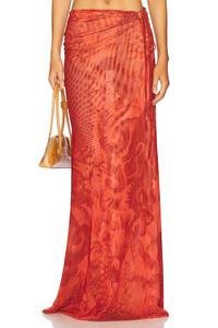 Разноцветная макси-юбка Jade Cropper, red snake print