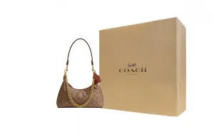 COACH Женская коричневая сумка через плечо среднего размера