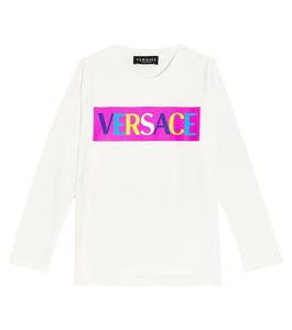 Футболка из хлопкового джерси с принтом Versace, белый