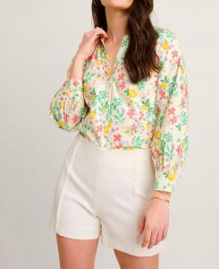 Женская рубашка Carrie из эластичного хлопка с лимонным принтом UNTUCKit, White