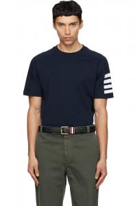 Хлопковая футболка Milano с четырьмя полосами Thom Browne, темно-синий
