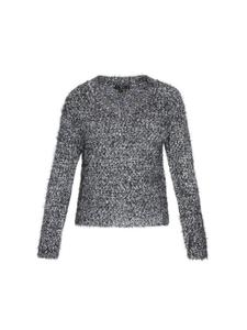 Женский свитер черного цвета с разноцветными вставками faina