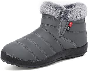 Женские водонепроницаемые ботильоны на широкую ногу, теплые зимние снежные ботинки с меховой подкладкой, уличные противоскользящие легкие ботинки ZPLMIDE, Grey