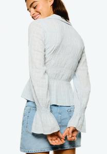 Блуза Bershka RUSTIC GATHERED, Light Blue