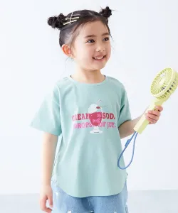 Прохладная на ощупь футболка с коротким рукавом Devil Lab Girls с принтом, 25SS Devirock, цвет 005-Cream Soda-Ice Mint