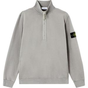 Свитшот с логотипом на груди и молнией до половины STONE ISLAND, серый