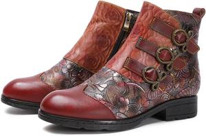 Женские кожаные разноцветные ботинки CrazycatZ на шнуровке, винтажные спортивные разноцветные ботинки, Red