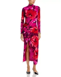 Длинное сетчатое платье-макси с длинными рукавами - эксклюзив Aqua, красный