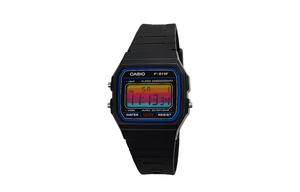 CASIO Мужские часы Retrofit Series с кварцевым механизмом и ремешком из смолы, черный циферблат