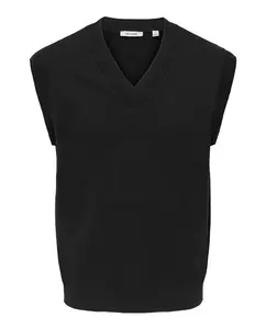 Мужской вязаный жилет свободного кроя Only & Sons, черный