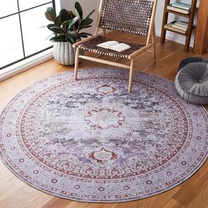 Ковер SAFAVIEH, 201 x 201 см, Serapi Collection, круглый, Grey & Light Grey, не линяет, машинная стирка, противоскользящий, идеален для помещений с высокой проходимостью в гостиной, спальне (SEP550F)