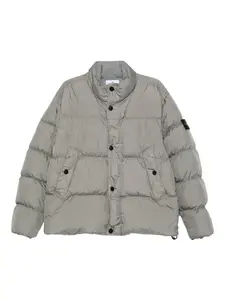 Пуховик с воротником-стойкой Stone Island, зеленый