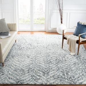 Ковер SAFAVIEH, 244 x 305 см, - коллекция Restoration Vintage - большой - Ivory & Sage, ручной работы из шерсти и вискозы, современный абстрактный дизайн, идеально для гостиной, спальни, офиса, столовой (RVT115A)