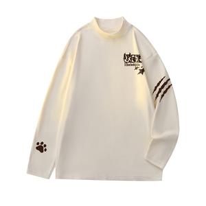 Футболка Unisex Crew Neck утепленная с флисовой подкладкой прямой крой HUANQIU, оранжевый fleece-lined