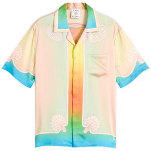 Шелковая рубашка с короткими рукавами и кубинским воротником Casablanca, зеленый