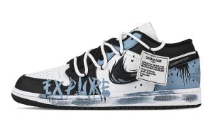 Jordan Кроссовки Air 1 Pen Painted Black Flame низкие винтажные баскетбольные unisex черный белый синий