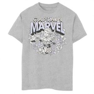 Весенняя футболка с цветочным рисунком для мальчиков 8–20 лет Marvel Captain Marvel, цвет Athletic Heather