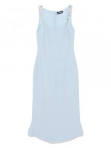 Платье с воланами, расшитое кристаллами-коготками David Koma, синий