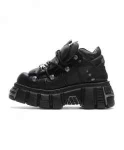 Черные кожаные сапоги-башмаки New Rock, черный