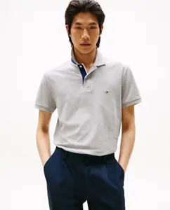 Мужская однотонная поло с коротким рукавом Tommy Hilfiger, светло-серый