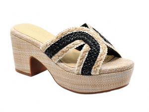 Женские мюли Gen Raffia в черно-бежевом цвете CHOCOLAT BLU