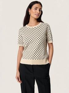 SLGya пуловер с коротким рукавом и круглым вырезом Soaked In Luxury, Beige/Multi