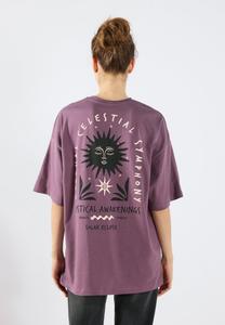 Футболка Even&Odd Print T-shirt, Black/Plum/Dark Purple