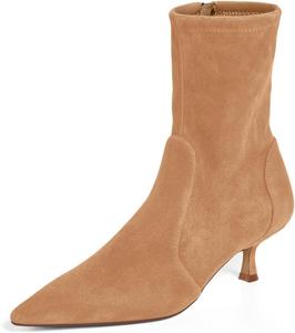 Женские ботильоны Coutgo с низким каблуком, заостренным носком и боковой молнией, осенние туфли, Khaki