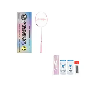 LINING Thunder 9 Carbon Aluminum бадминтонная ракетка атакующего типа с утяжеленной головкой, жесткий стержень, начальный уровень, ароматизированная Pink