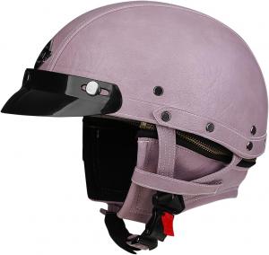 Шлем кожаный Woljay PG109 для скутера, фиолетовый