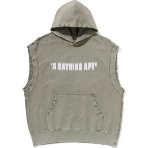 Bape Studded Garment Dye Logo безрукавка худи A BATHING APE, хаки