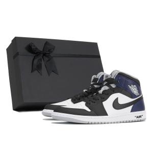 Джордан Air 1 Износостойкие Мид-Топ Винтажные Баскетбольные Кроссовки Мужские Синий Черный