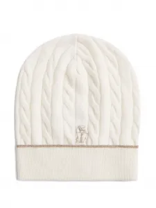 Шапка бини фактурной вязки Brunello Cucinelli Kids, нейтральный