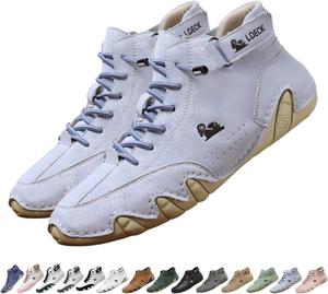 Мужские и женские ортопедические ботинки Чакка ручной работы из кожи, водонепроницаемые легкие ботинки для вождения, удобные для прогулок и нескользящие для походов Generic, небесно-голубой