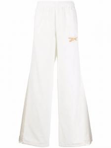 Reebok брюки широкого кроя с нашивкой, белый