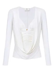 Драпированная блуза Elisabetta Franchi, нейтральный