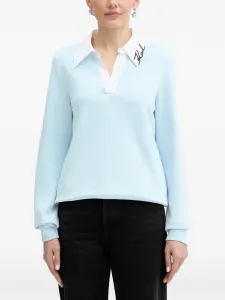 Поло с вышитым логотипом на воротнике Karl Lagerfeld, синий