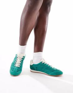 Кроссовки Stradivarius из зеленой кожи и замши