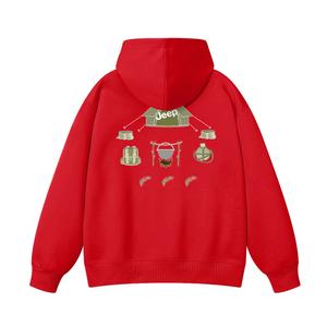 Толстовка с капюшоном Grade School Jeep, new year красный fleece-lined