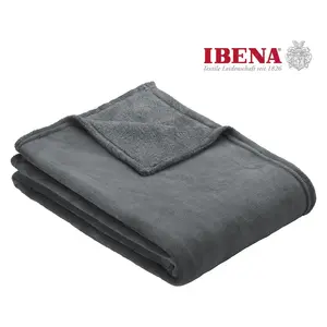 Плед Uni Fleecedecke Olbia однотонный, уютный плед Ibena, антрацит