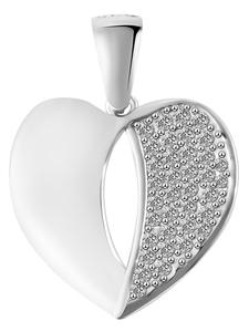Adeliás Женский кулон - Сердце. Кулон в форме сердца из серебра 925 пробы с кубическим цирконием в серебряной оправе