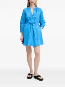 Мини-платье с поясом и вышивкой Desigual, синий