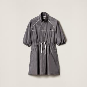 Мини-платье из технического шелка MIU MIU, алюминий