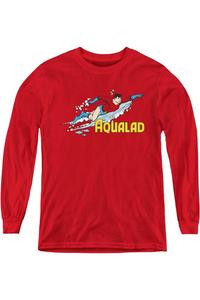 Футболка с длинным рукавом DC Comics Aqualad для подростков Gildan, красный