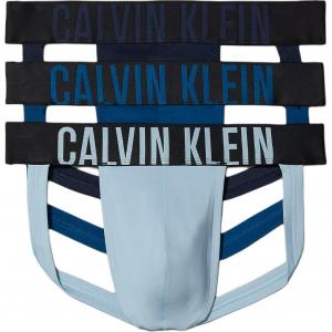 CALVIN KLEIN Трусы-стринги мужские 3 шт (Темно-синий+Синий+Голубой)