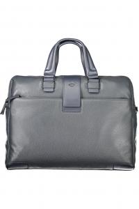 Портфель мужской Piquadro кожаный с логотипом, синий