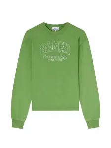 Свитшот с длинными рукавами и отделкой Ganni, зеленый