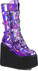 Женские кожаные кроссовки Yiozoi с круглым носком, высокие на высокой платформе, модные уличные ботинки с каблуком на танкетке, повседневная обувь для женщин, Purple