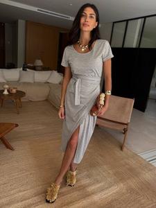 Джемпер с короткими рукавами Jesse Jaspre в стиле обертывания Never Fully Dressed, Grey