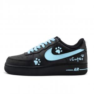 Nike Кроссовки Air Force 1 Soft And Cute Cat Paw Abrasion Resistant Low top Skateboard Women's Blue Black